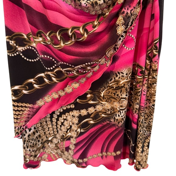 Joseph Ribkoff Chainlink Ruched Wrap Mini Dress Women's 8 Fuschia Vintage Y2K - Picture 4 of 9